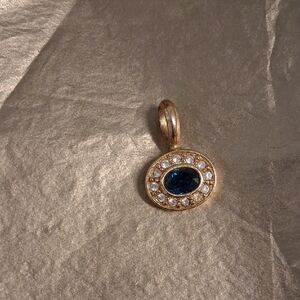 Avon Gold-tone Blue and Rhinestone Pendant -Vintage